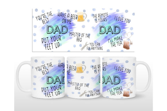 Dad Watercolour Mug Wrap Design