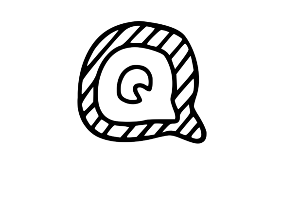 Felt Tip Hand Drawn Stripy Comic Mono Q: The Perfect Letter for Bold Designs