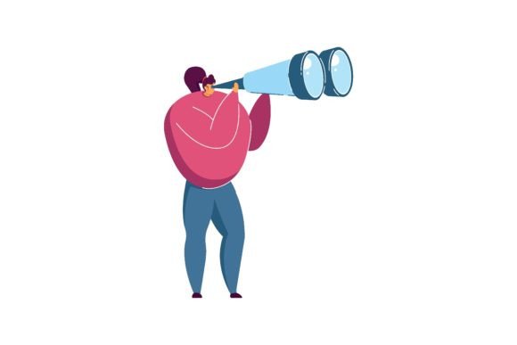 Girl Looking Through Binocular Far Ahead: A Symbol of Strategic Vision and Exploration