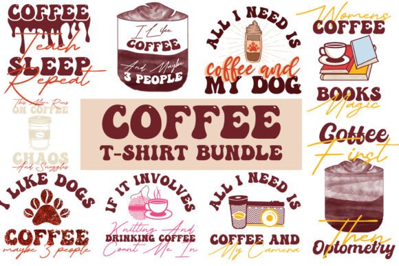 Retro Coffee Typography T-Shirt Bundle